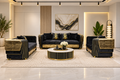 Luxury Black & Gold Fabric Sofa Set – 1+2+3 Seater