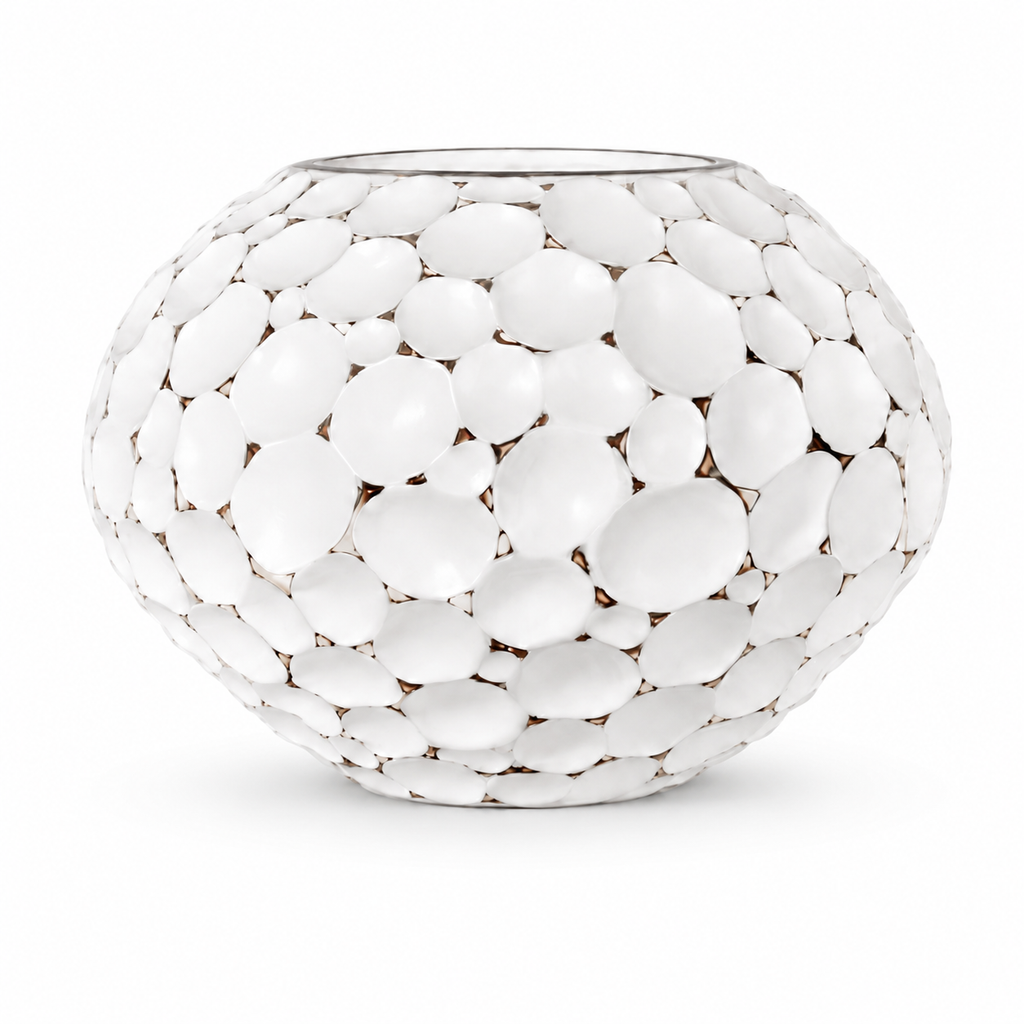 Modern Pebble Resin Planter Bowl – White Stone Finish | Indoor & Outdoor | 29 × 22 cm