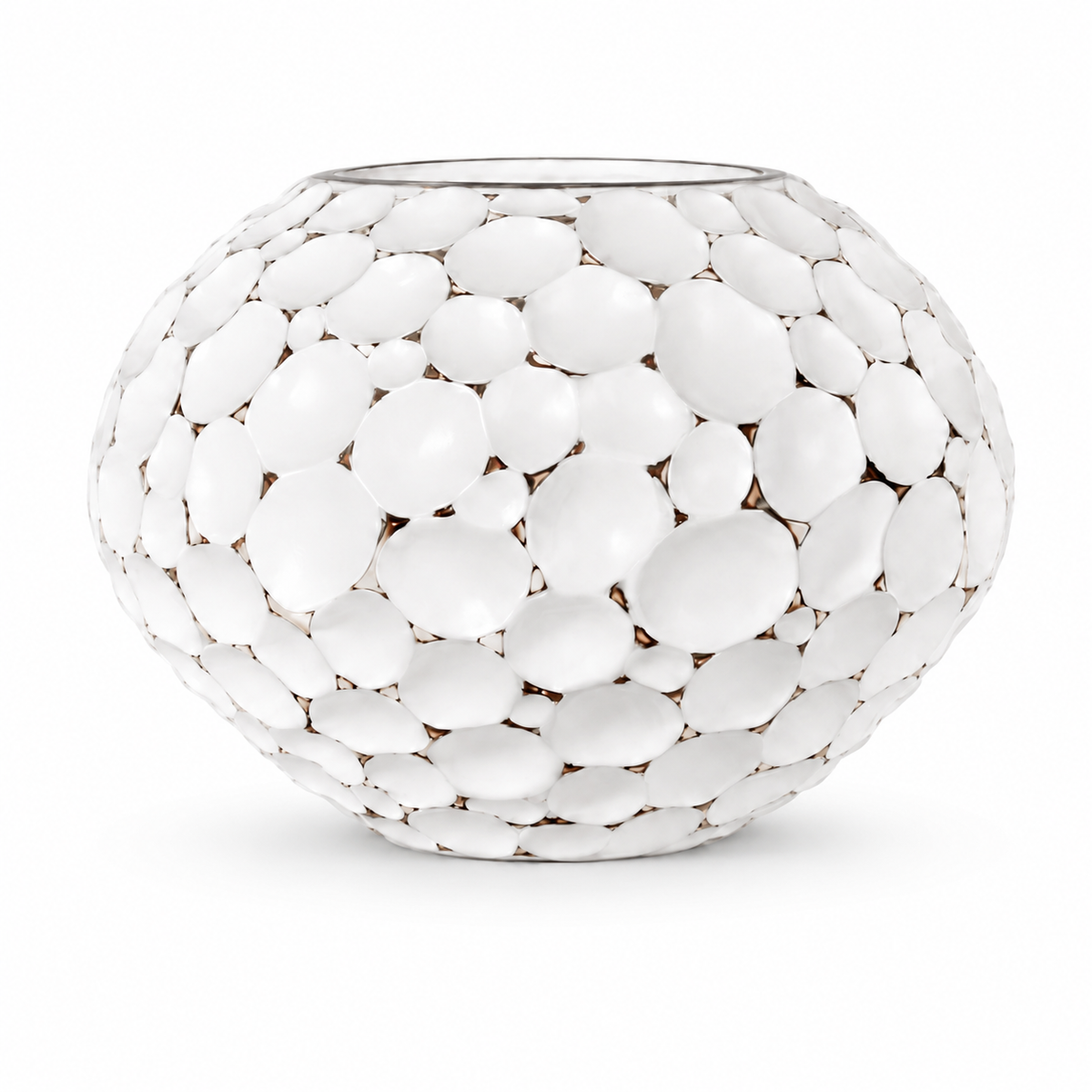 Modern Pebble Resin Planter Bowl – White Stone Finish | Indoor & Outdoor | 29 × 22 cm
