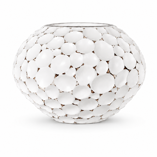 Modern Pebble Resin Planter Bowl – White Stone Finish | Indoor & Outdoor | 29 × 22 cm