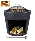 Round Fire Pit with Wood Storage – Magnesium Oxide Finish (52-52-54cm)