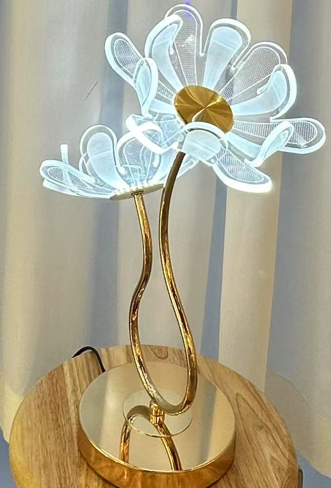 Elegant Floral LED Table Lamp – Crystal Petal Edition