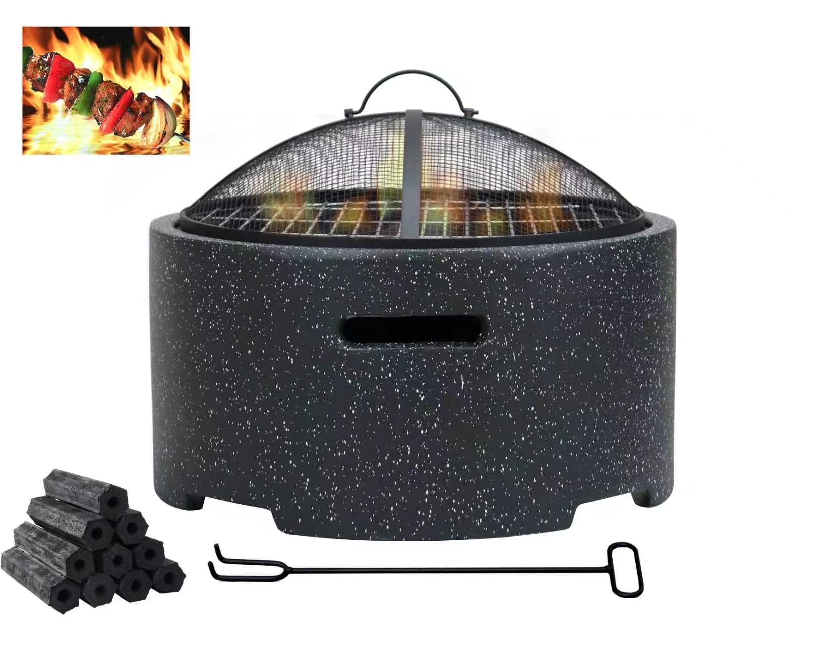 Modern Round Fire Pit – Magnesium Oxide Stone Finish (48-48-34cm)