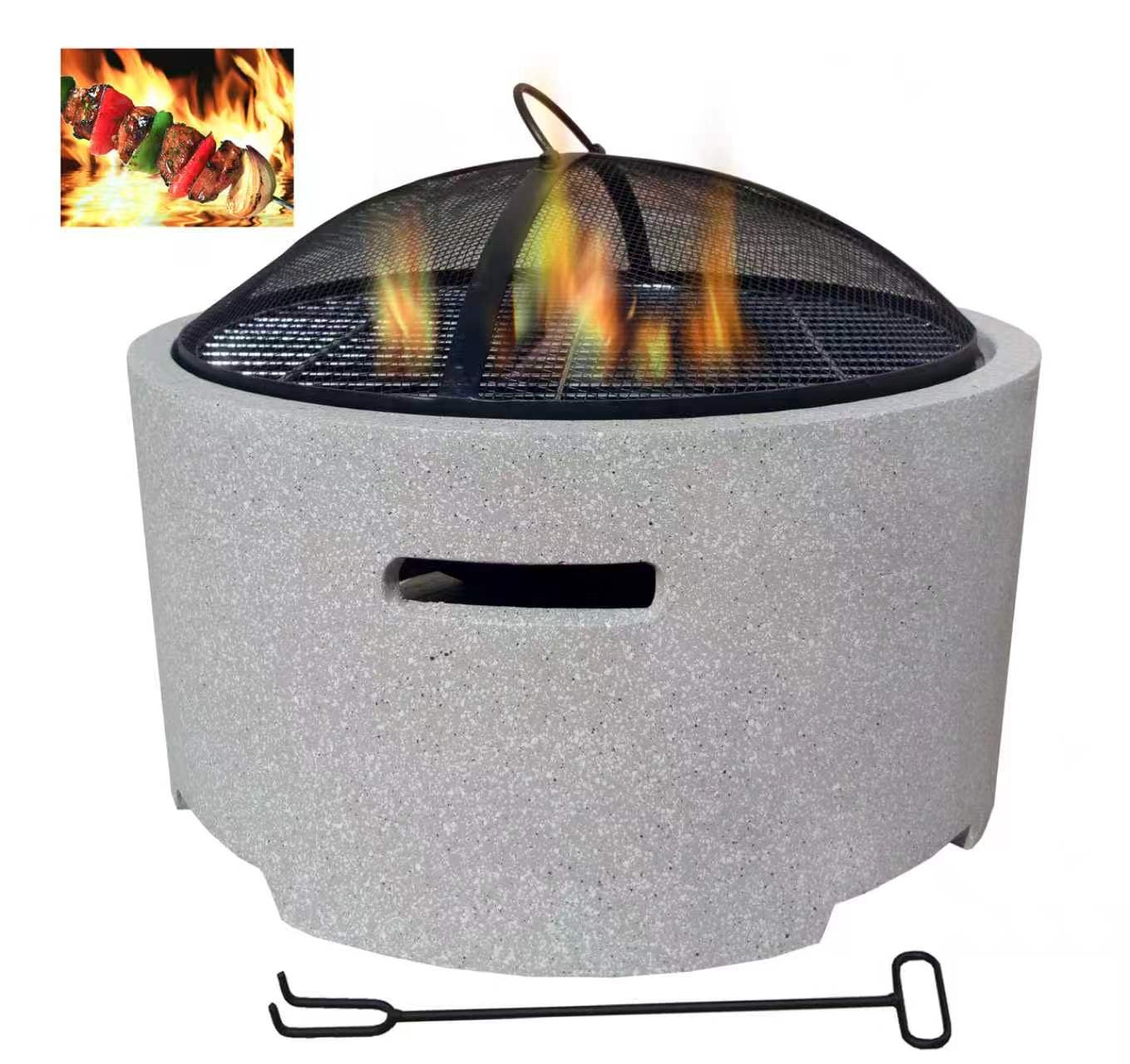 Stone Round Fire Pit – Magnesium Oxide Finish (48-48-34cm)