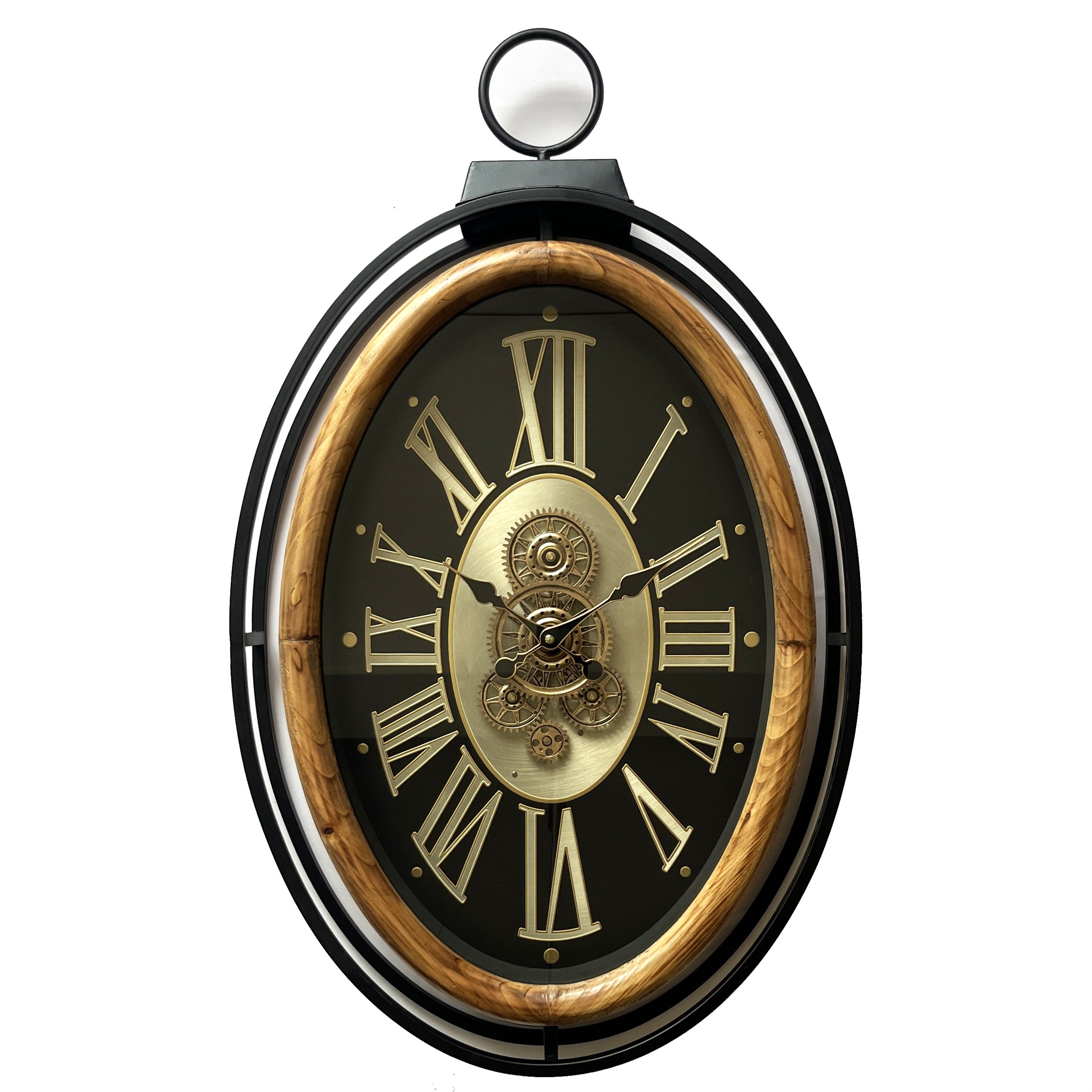 Vintage Pocket Style Wall Clock – Antique Gold Finish (78-46.5-8.5cm)