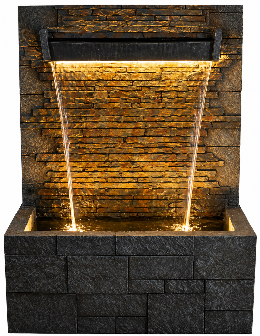 DARA Stone Cascade Wall Fountain  Size: 64 × 116 × 181 cm (L × W × H)