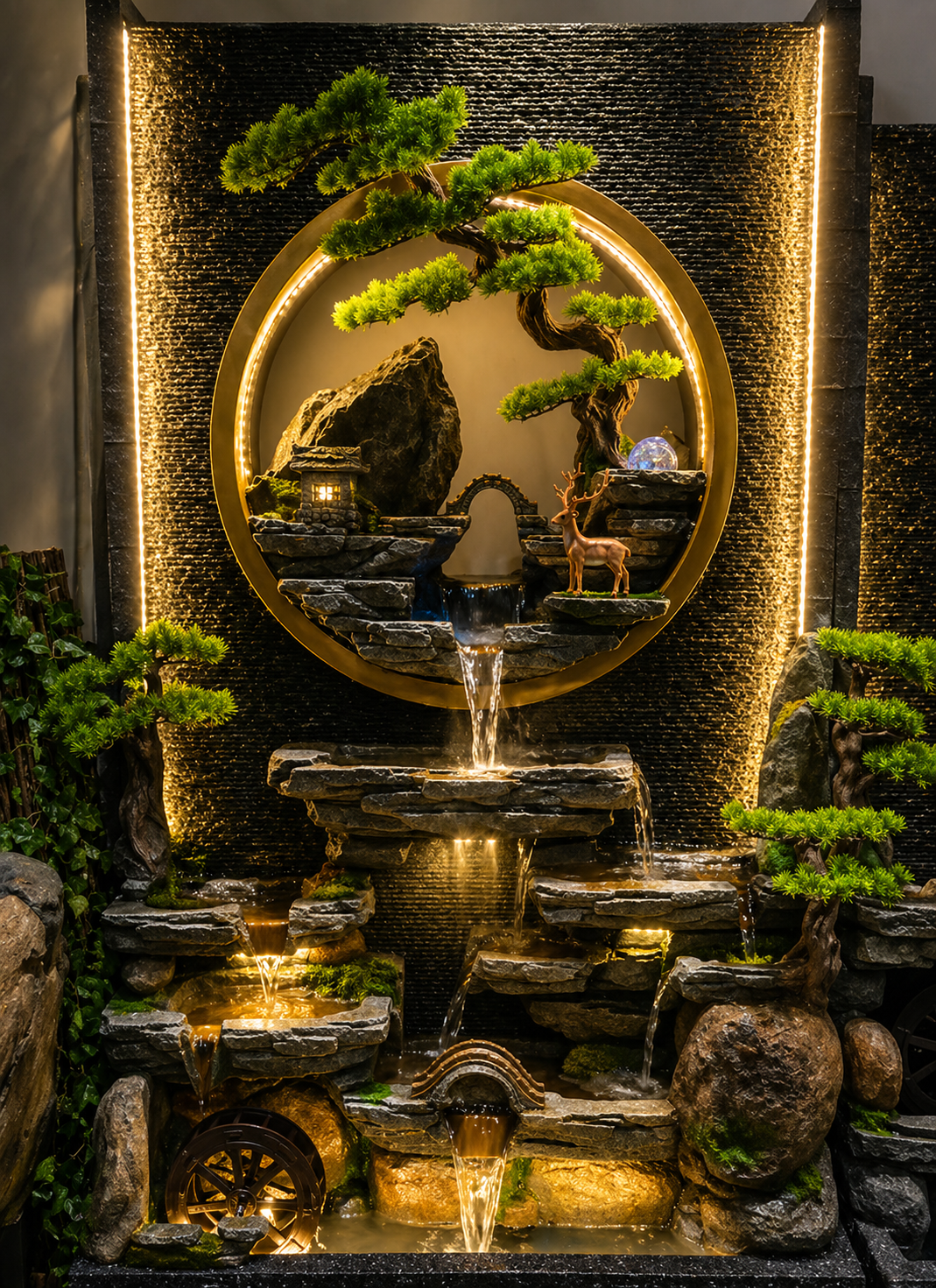 Imperial Zen Circle LED Water Fountain – Grand Luxury Indoor Feature