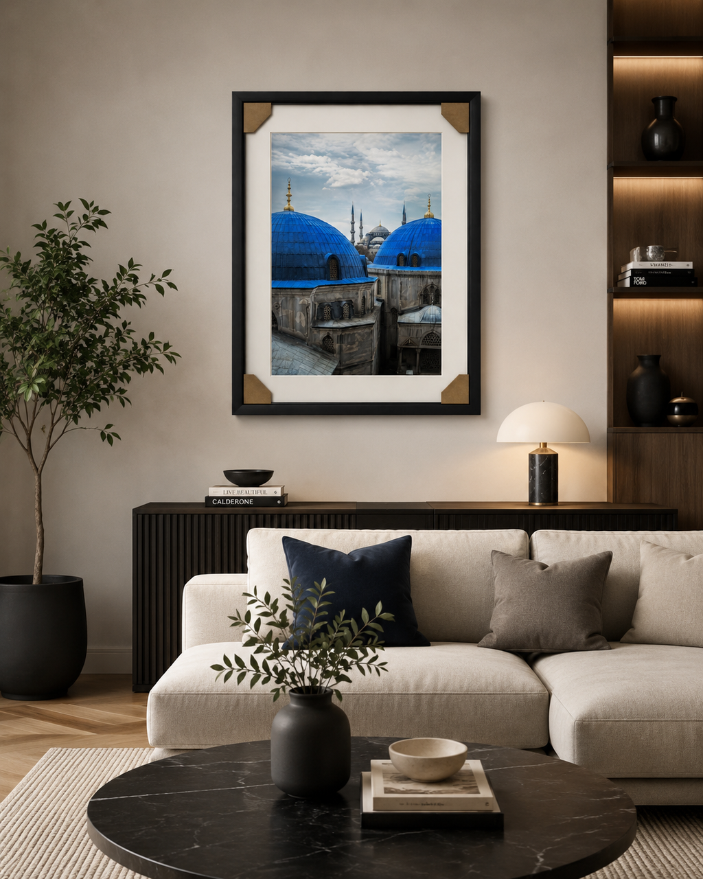 Azure Dome Architectural Wall Art – 40 × 50 cm. Item No: kz-005