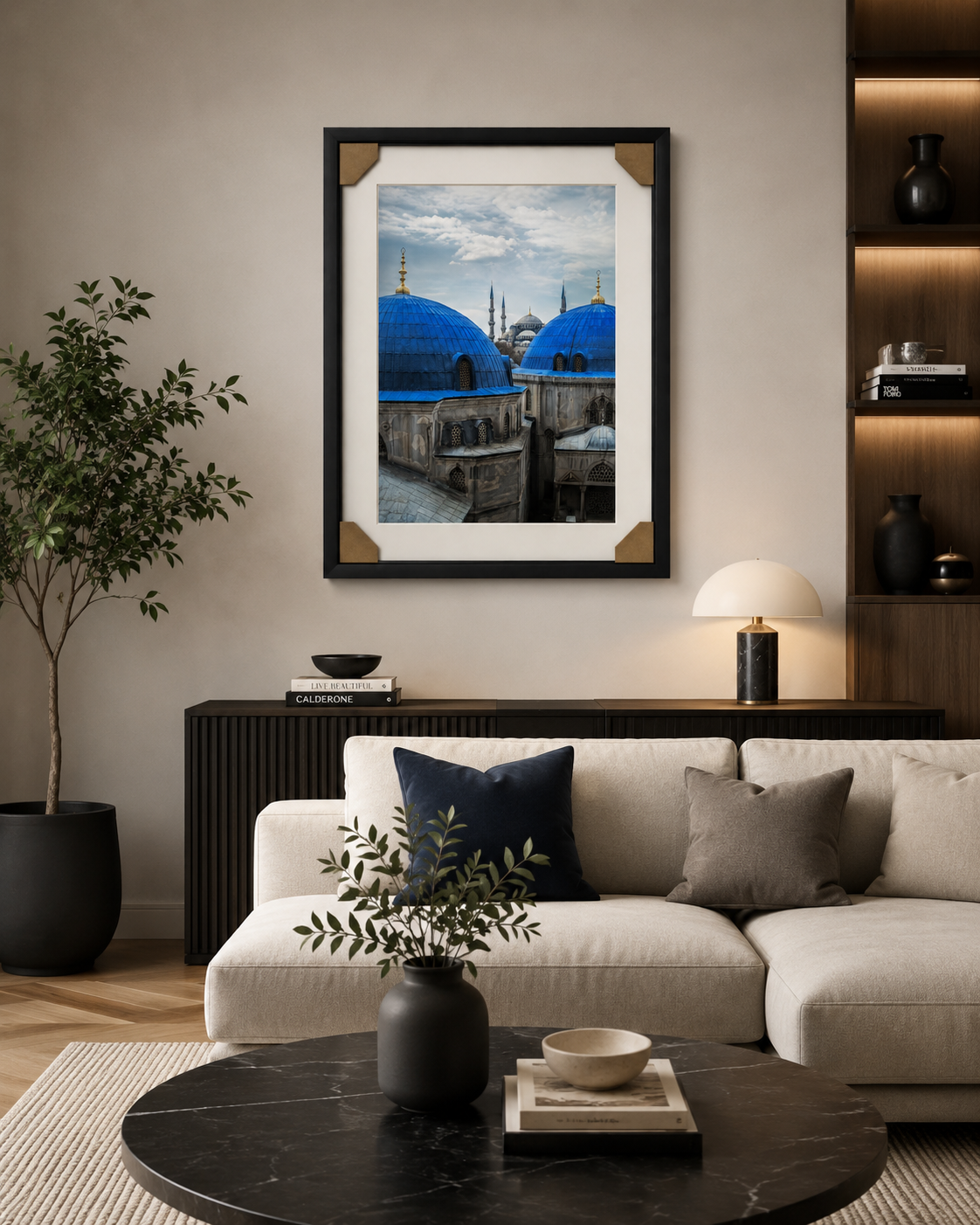Azure Dome Architectural Wall Art – 40 × 50 cm. Item No: kz-005