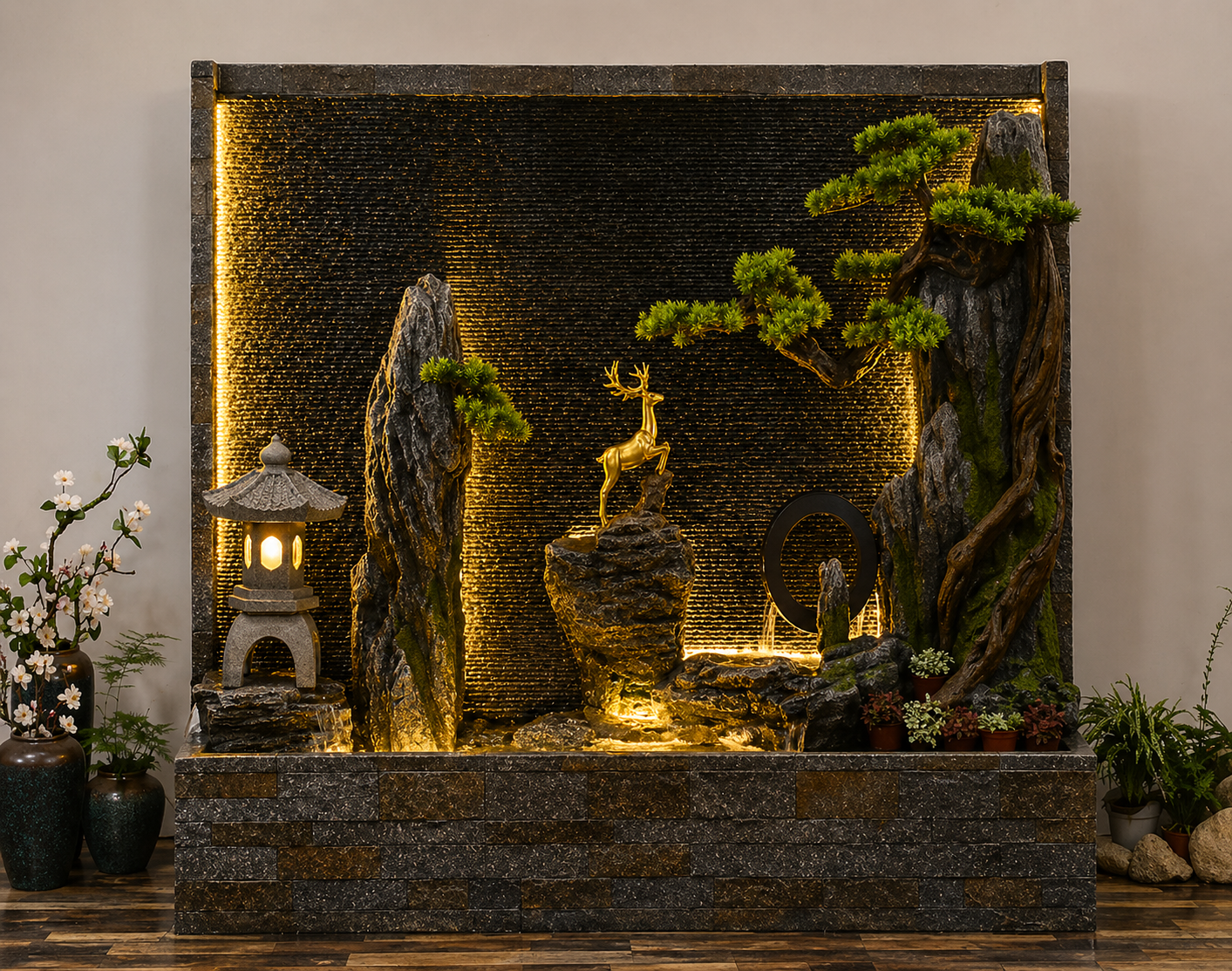 DARA Grand Zen Landscape LED Water Feature Fountain