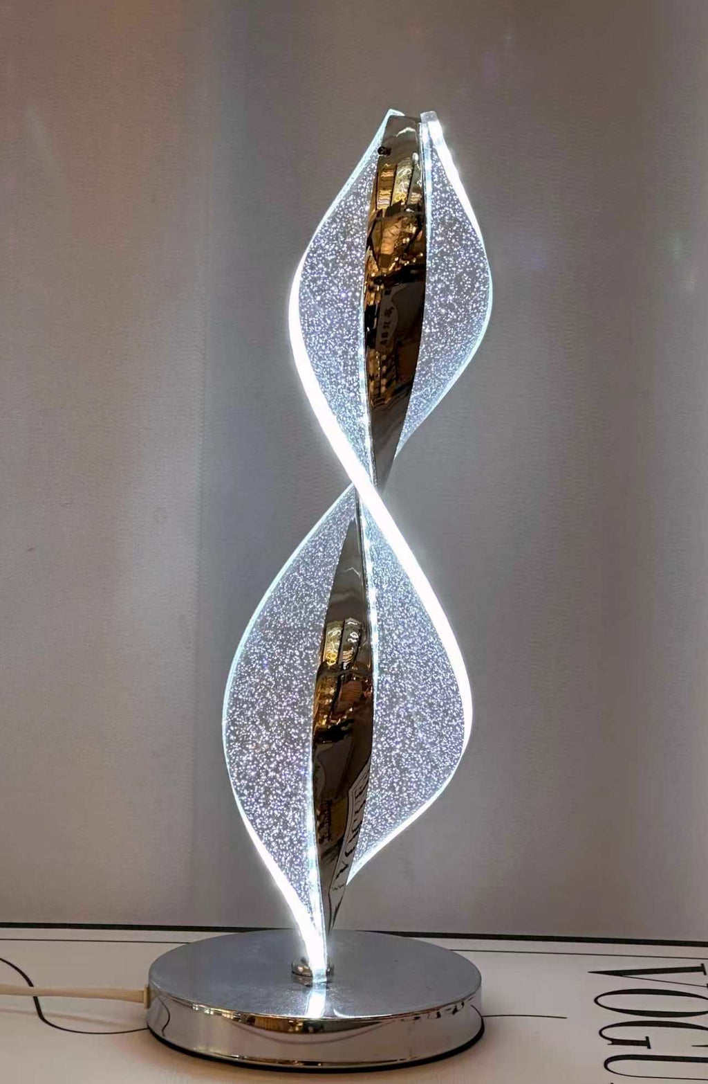 Crystal Wave LED Table Lamp – Modern Luxe Glow