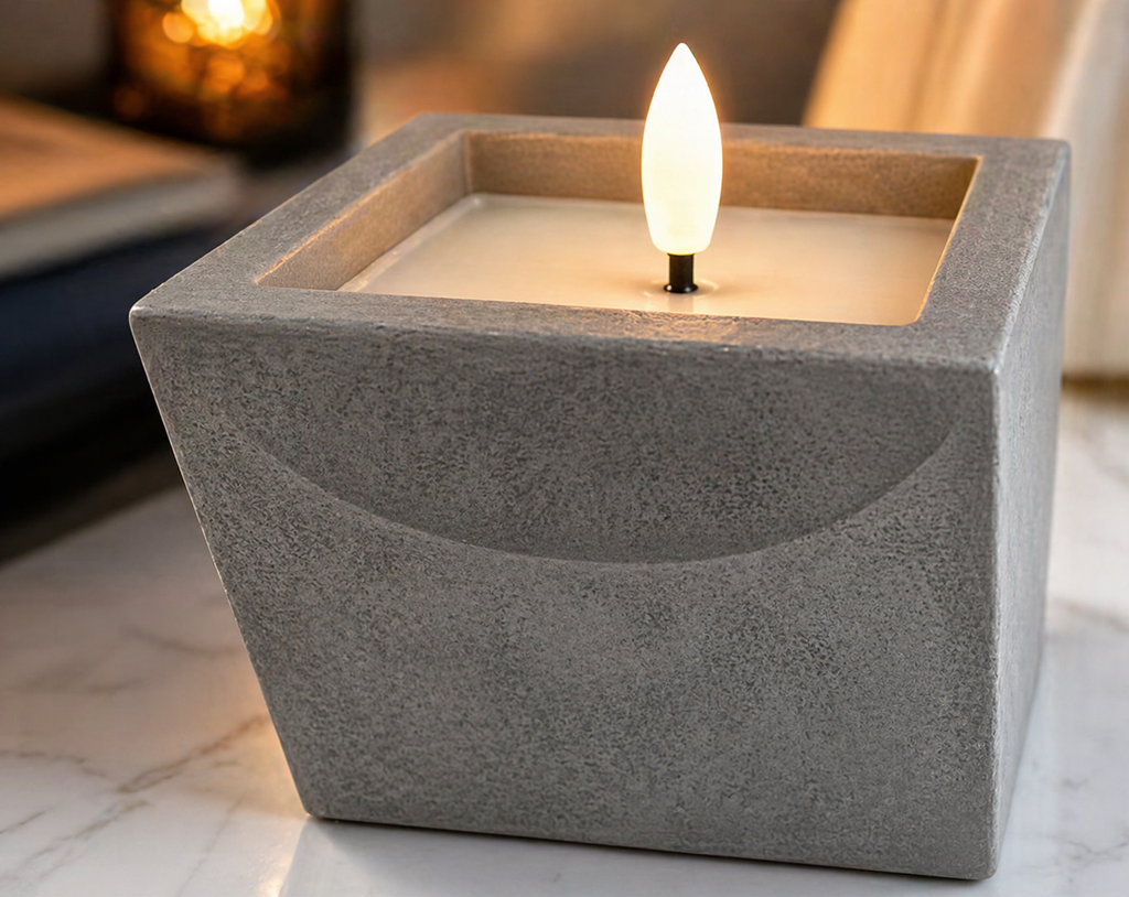 stone effect LED Flame Candle Holder – 8-10cm