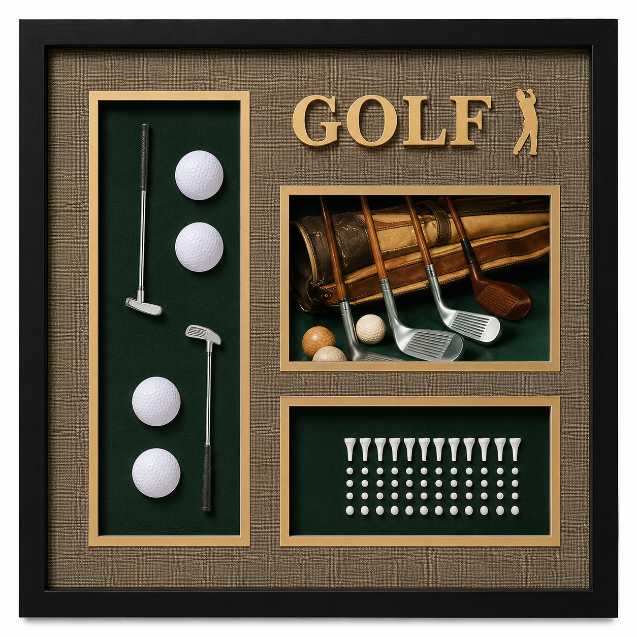 Heritage Golf Display Wall Art – 54 × 54 cm. Item No: sw-001