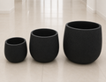 Resin Pots Set of 3 – Textured Black.  Item No: WS. 26- 102