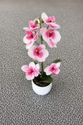 Artificial Pink Orchid Arrangement in White Pot