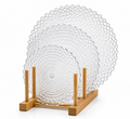 3-Piece Clear Textured Glass Serving Plate Set