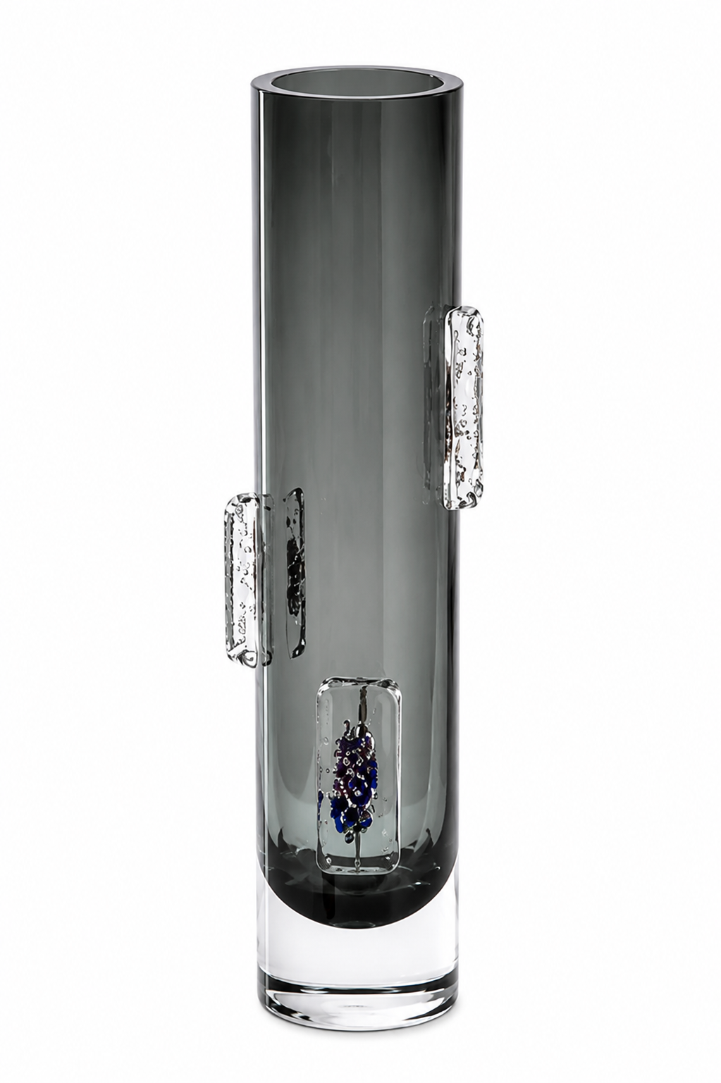 Decorative Smoked Glass Vase – Modern Cylindrical Design. Item No: WS.26-145.G