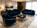 Luxury Velvet Sofa Set with Gold Stainless Steel Frame. Item No: 3065#