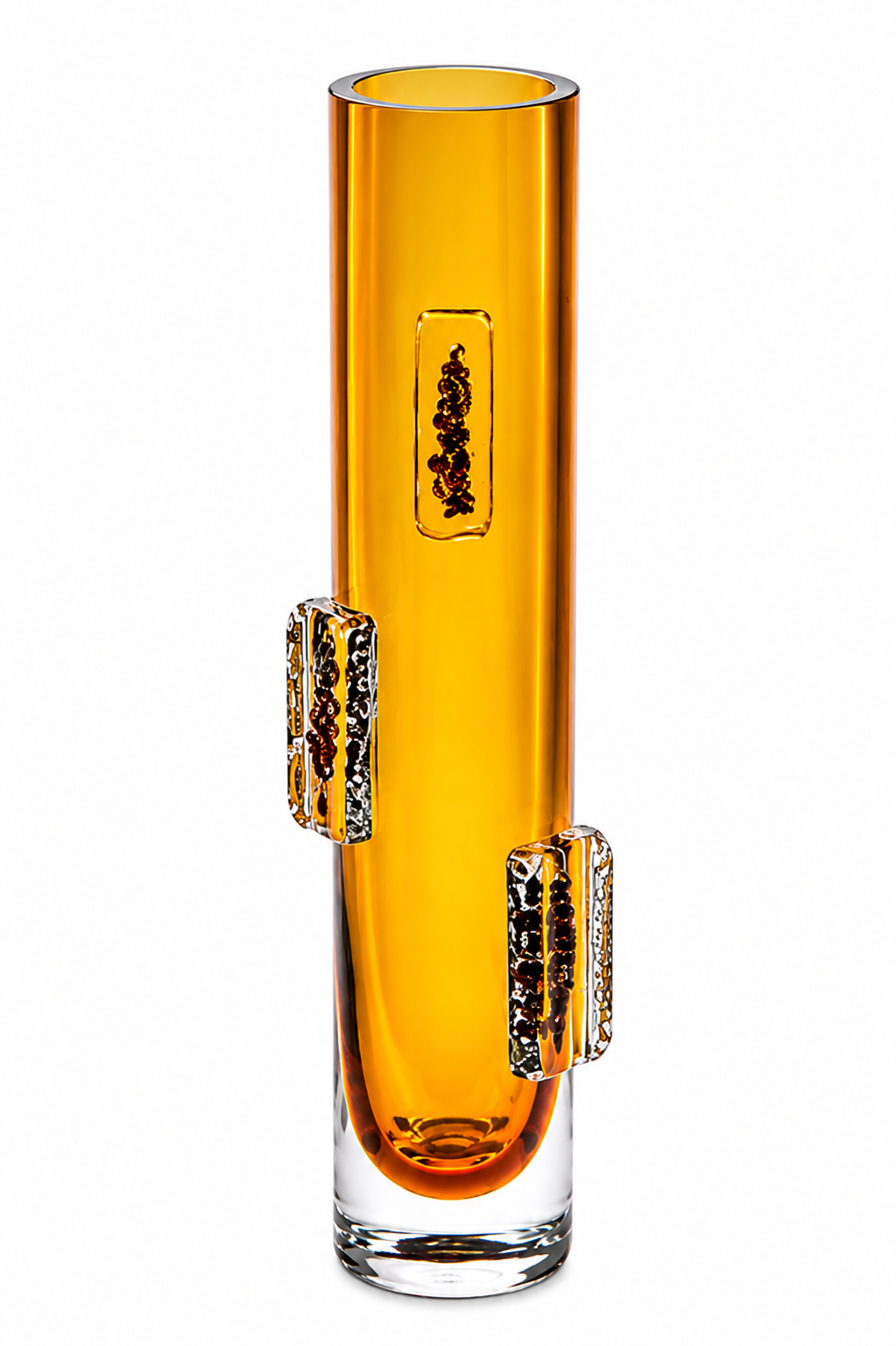 Amber Art Glass Cylinder Vase. Item No: WS.26-146. y