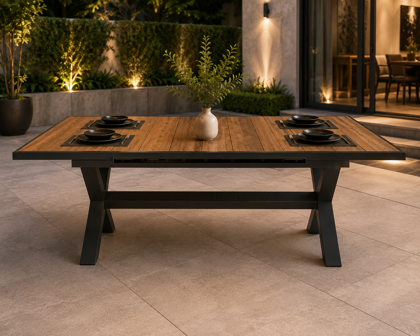 Modern Extendable Outdoor Dining Table  Size: 180–240 × 90 × 72 cm. TBL-OUT-0523-01