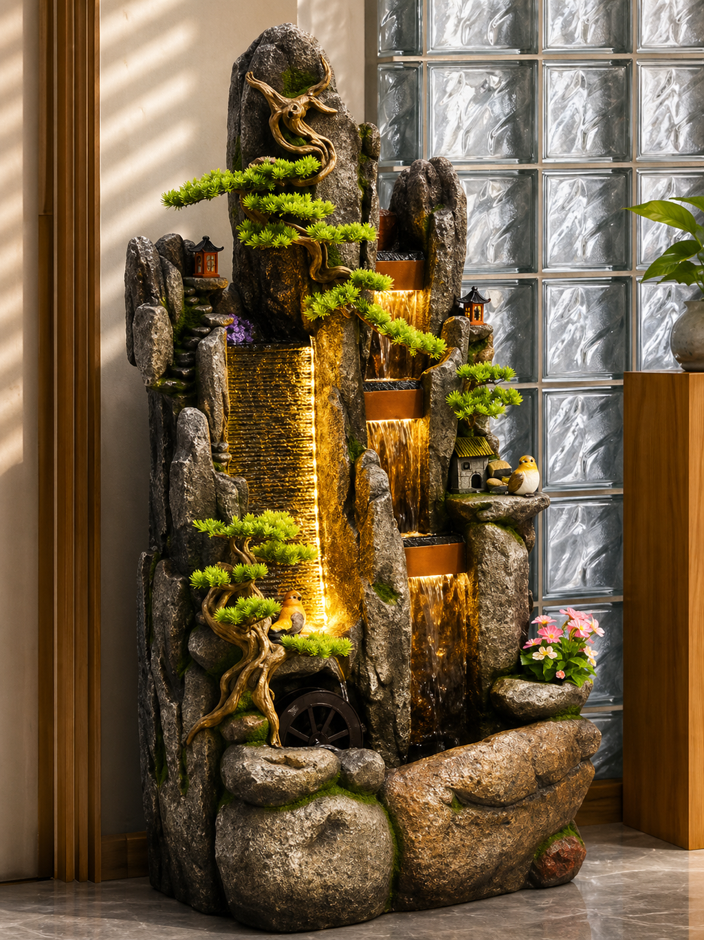 Mountain Serenity LED Water Feature Fountain
