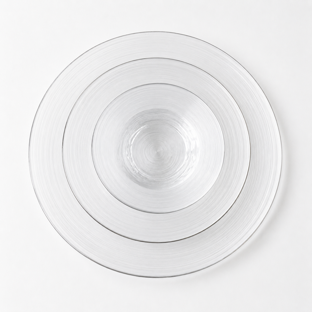3-Piece Clear Round Glass Serving Plate Set