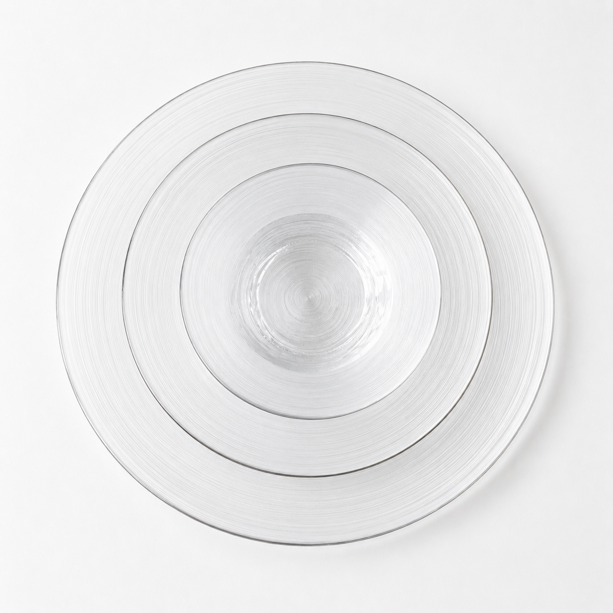 3-Piece Clear Round Glass Serving Plate Set