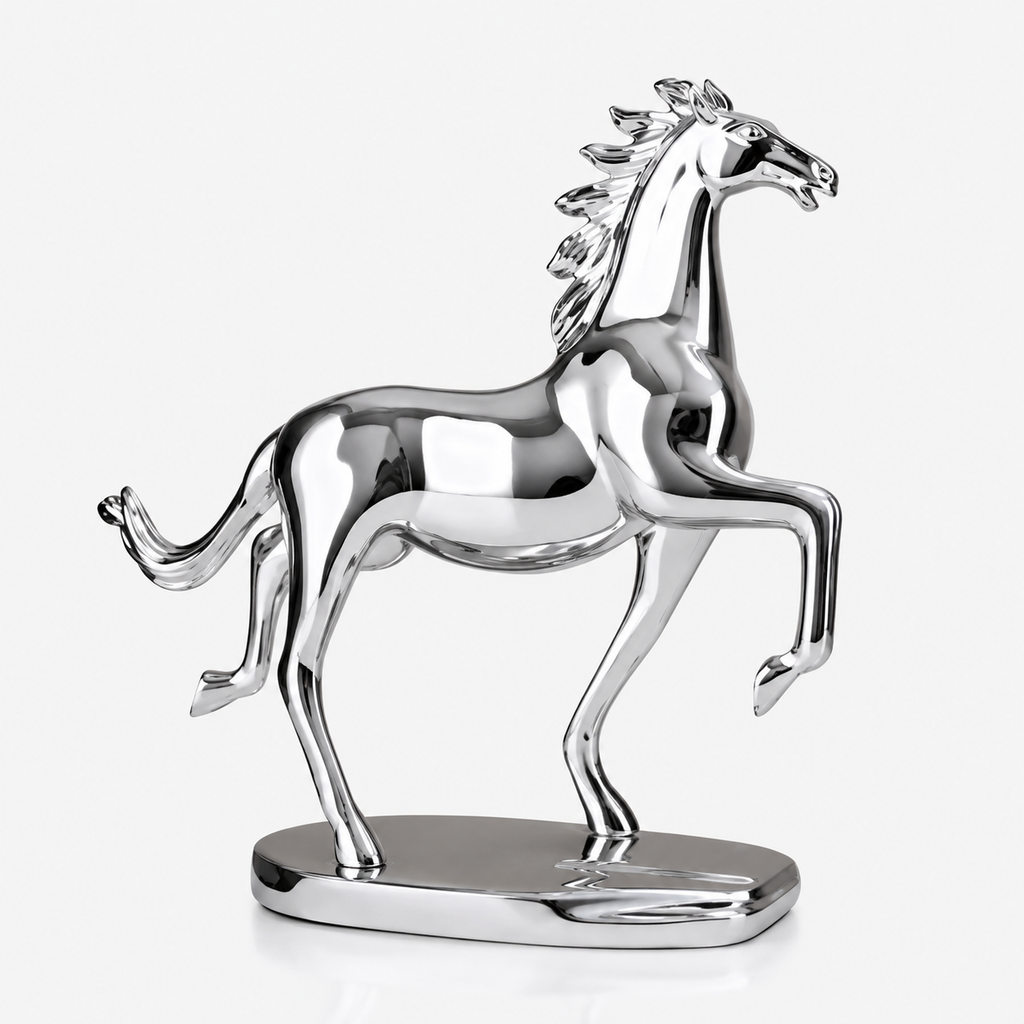 Silver Horse Resin Sculpture – Modern Decorative Statue. Item No: 2155 walk silver