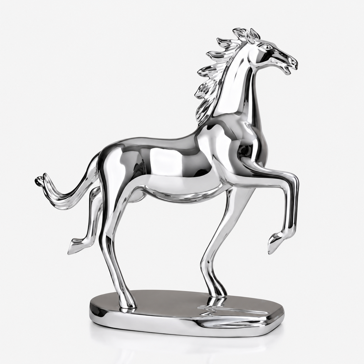 Silver Horse Resin Sculpture – Modern Decorative Statue. Item No: 2155 walk silver