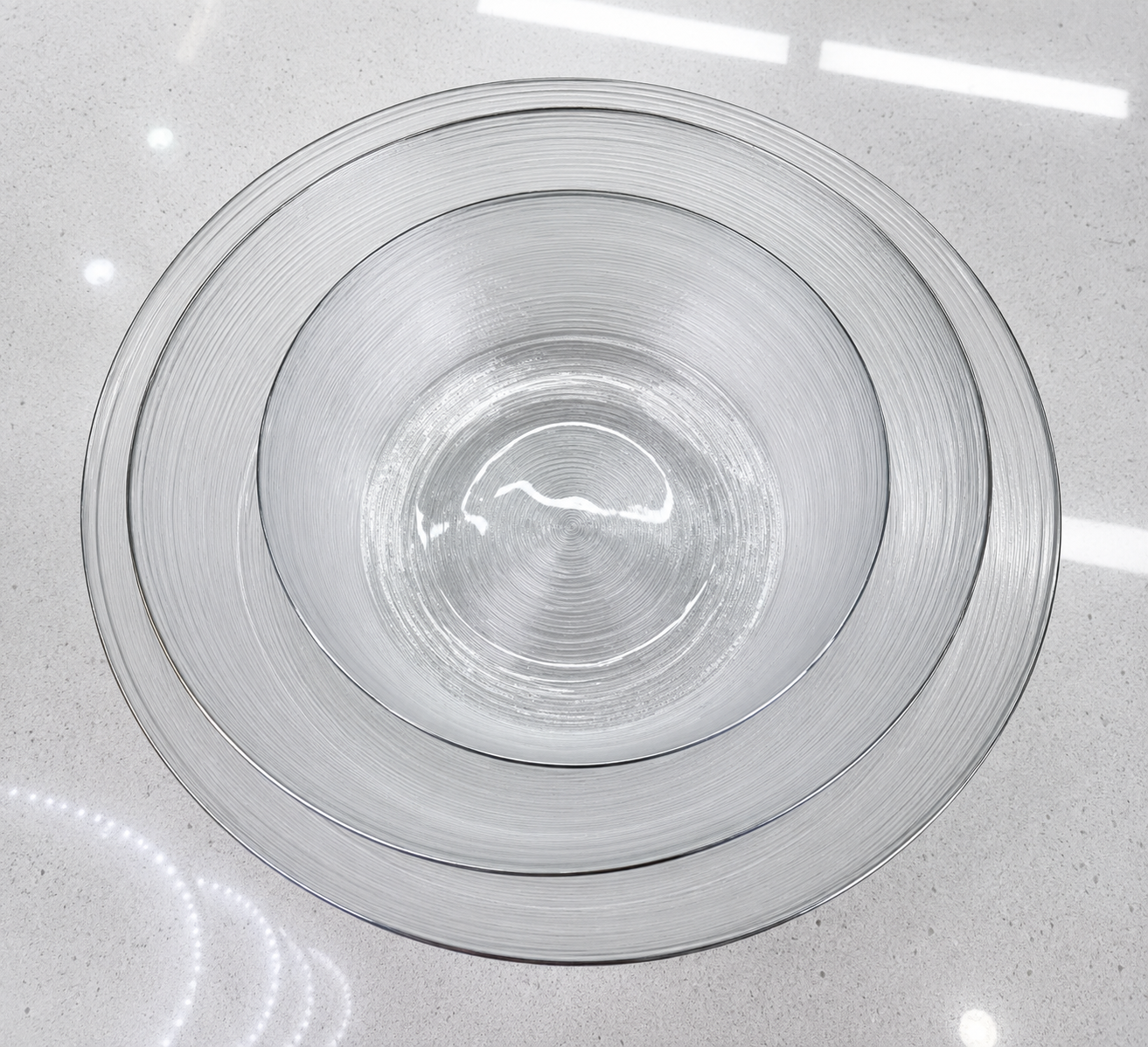 3-Piece Clear Textured Glass Serving Bowl Set