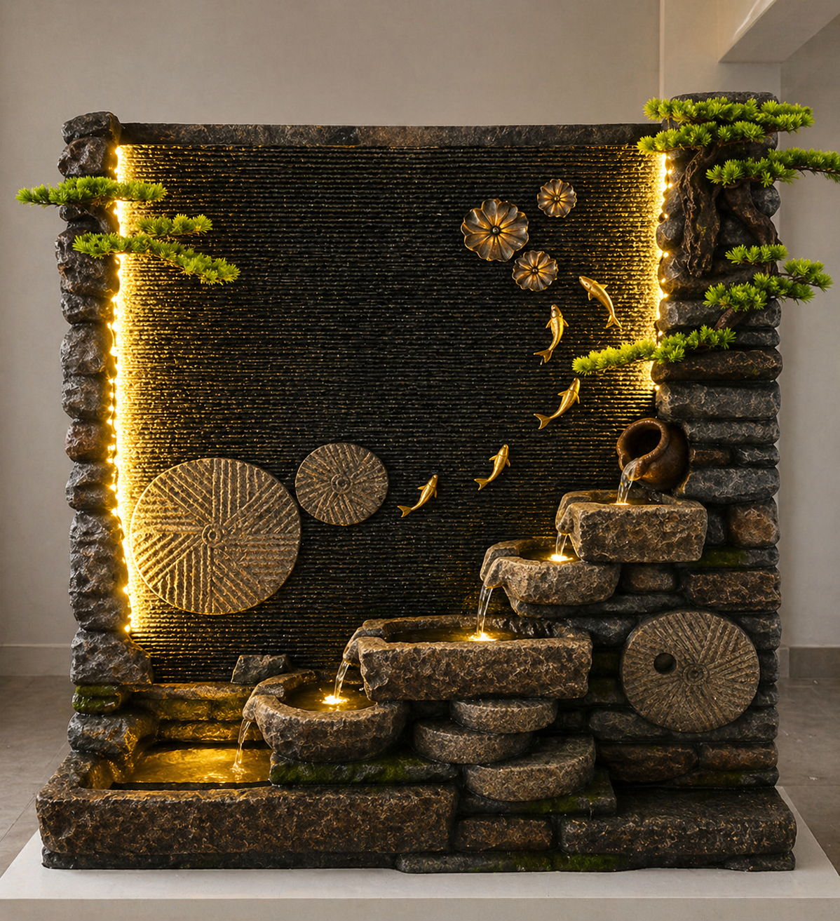 DARA Grand Koi Cascade LED Water Feature