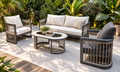 Premium Aluminium Outdoor Lounge Set – 2 Single Seats + 1 Double Seat + Coffee Table