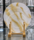 3-Piece Gold & Clear Textured Glass Serving Plate Set