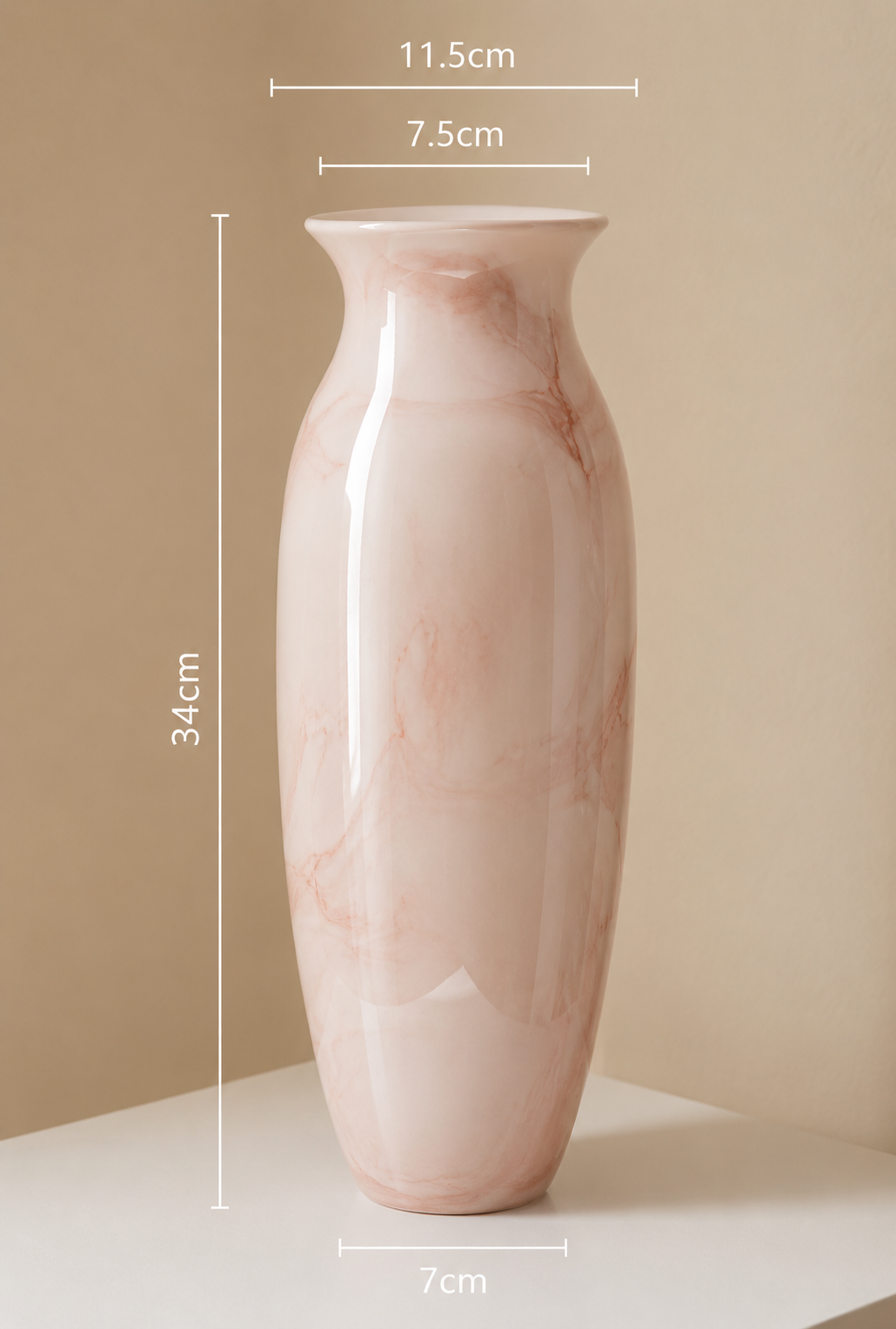 Blush Marble Decorative Glass Vase – 34cm.   Item No: WS.26-150