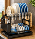 AURA Premium Dish Rack with Glass Holder – Compact Kitchen Organiser