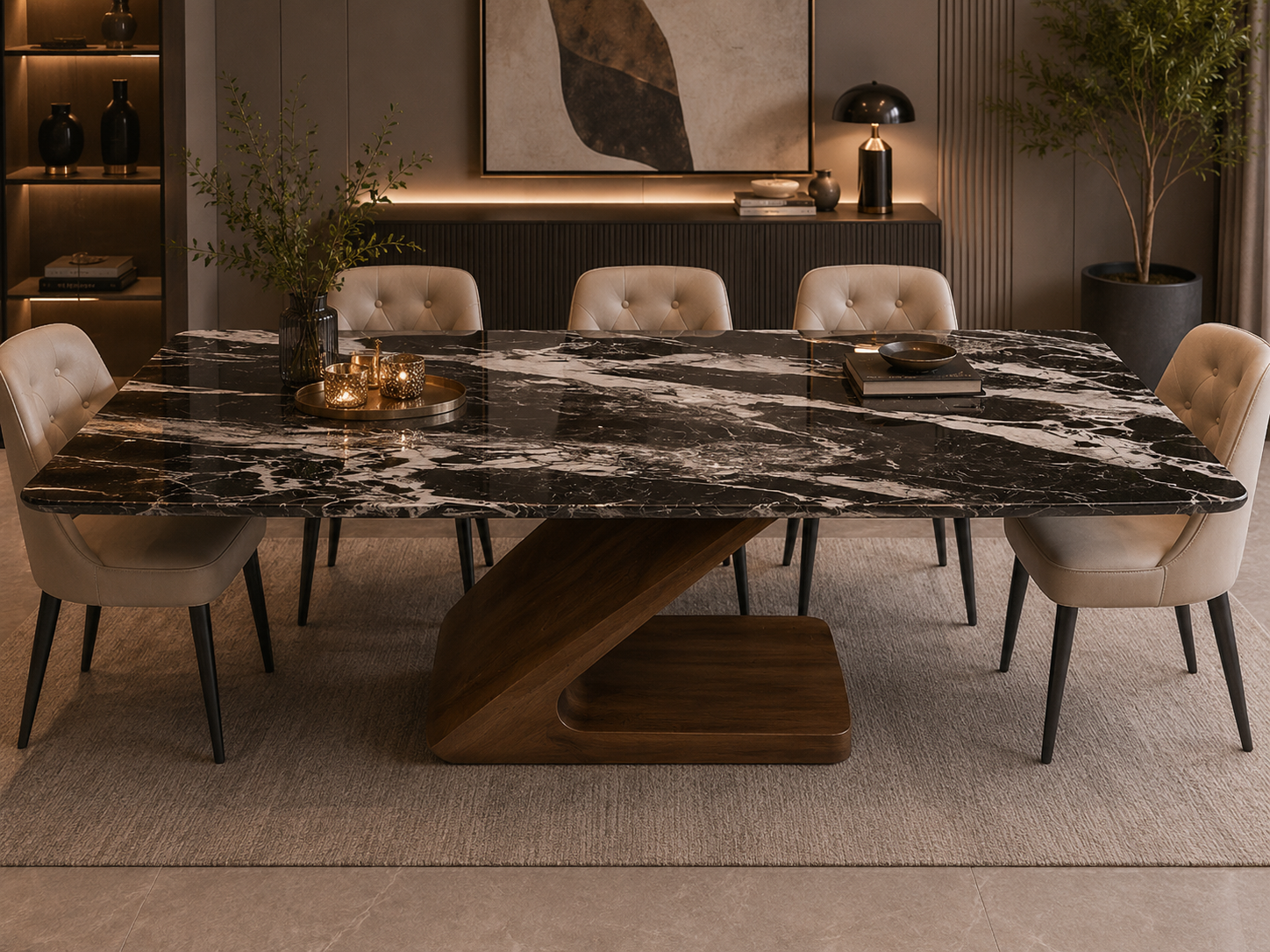 Modern Luxury Marble Dining Table  Size: 160 × 90 cm. Item No: T18