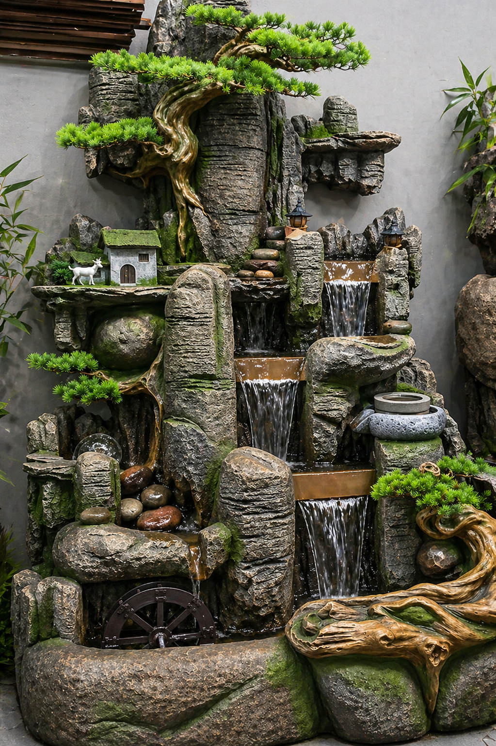 Grand Cascading Mountain Water Feature Fountain