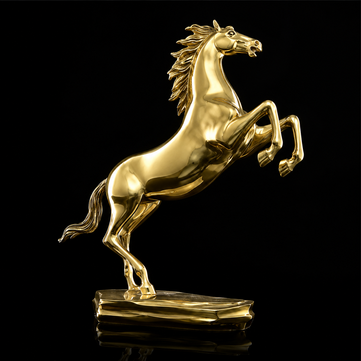 Golden Rearing Horse Resin Sculpture – Luxury Decorative Statue. item NO: 2155 stand gold
