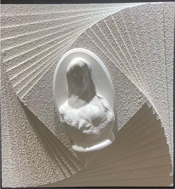 Modern Sculptural Relief Art – Minimalist 3D Wall Frame (44-44cm)