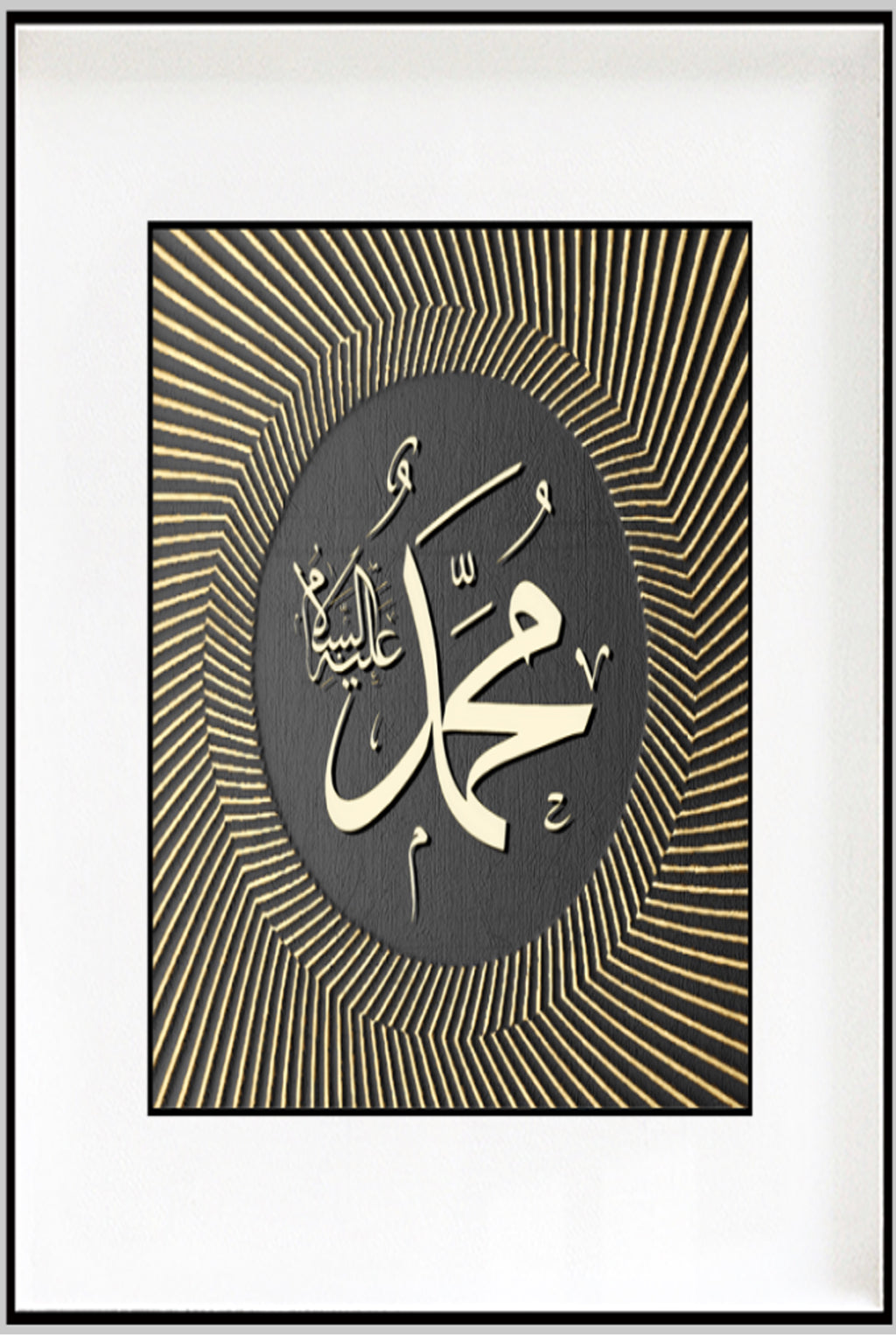 Muhammad (ﷺ) Calligraphy Gold Frame – Luxury Islamic Wall Art (80-80cm) ITEM NO: AWLJ-004