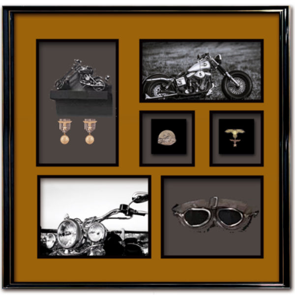 Vintage Motorcycle Gold Edition Shadow Box – Luxury Wall Art (80-80cm)