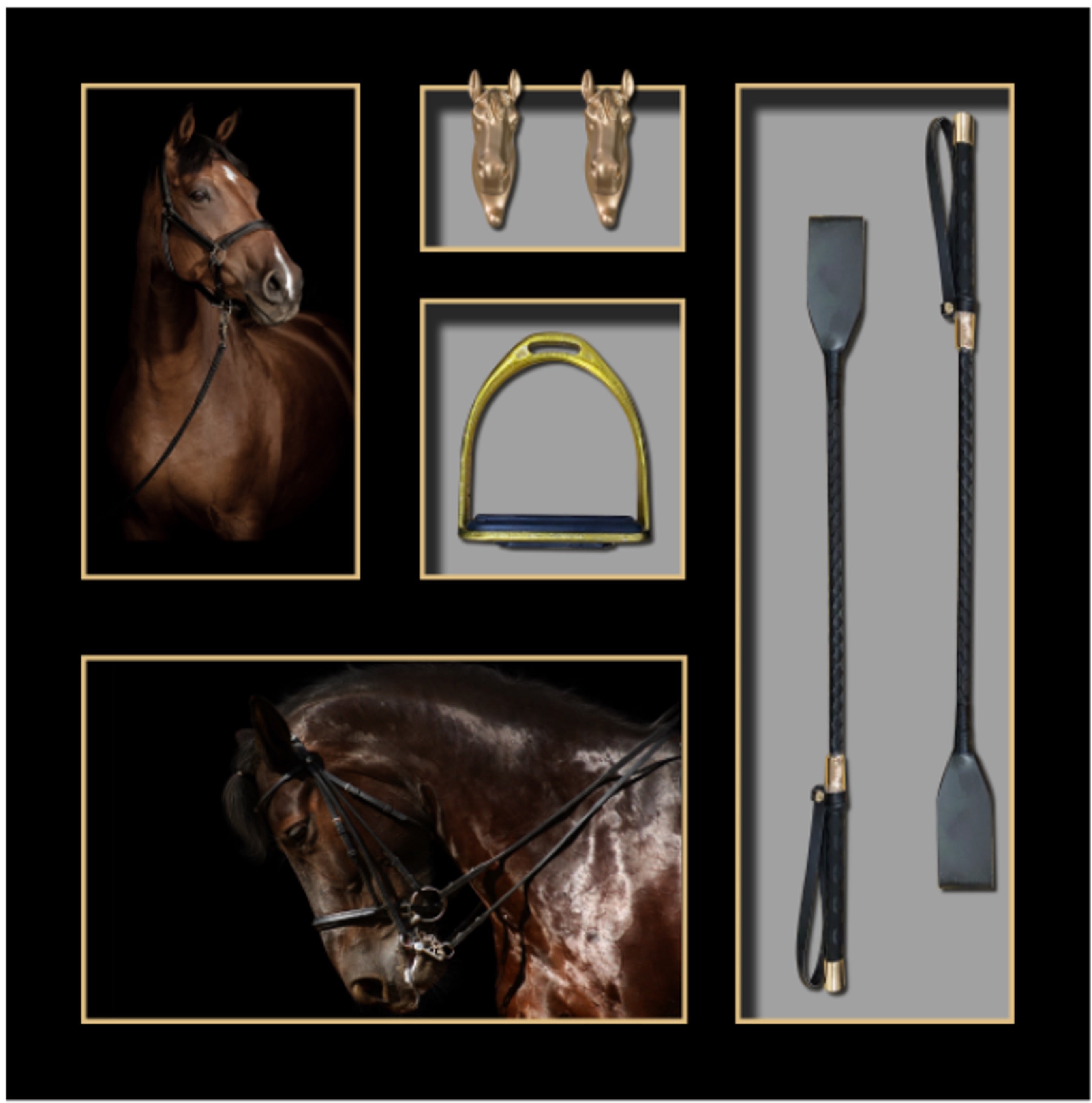 Equestrian Heritage Shadow Box Frame – Luxury Horse Wall Art (80-80cm)