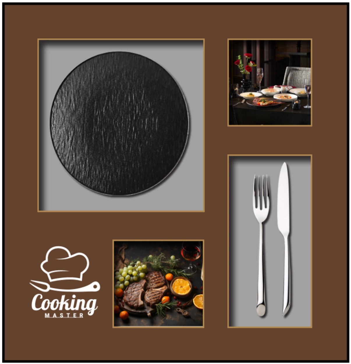 Culinary Moments Wall Art Set – Warm Dining Edition (54-54cm)