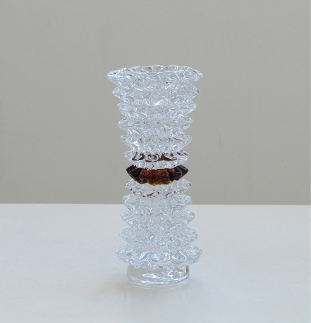 Crystal Ripple Glass Vase – Modern Textured Accent Piece (12-12-27.5cm)