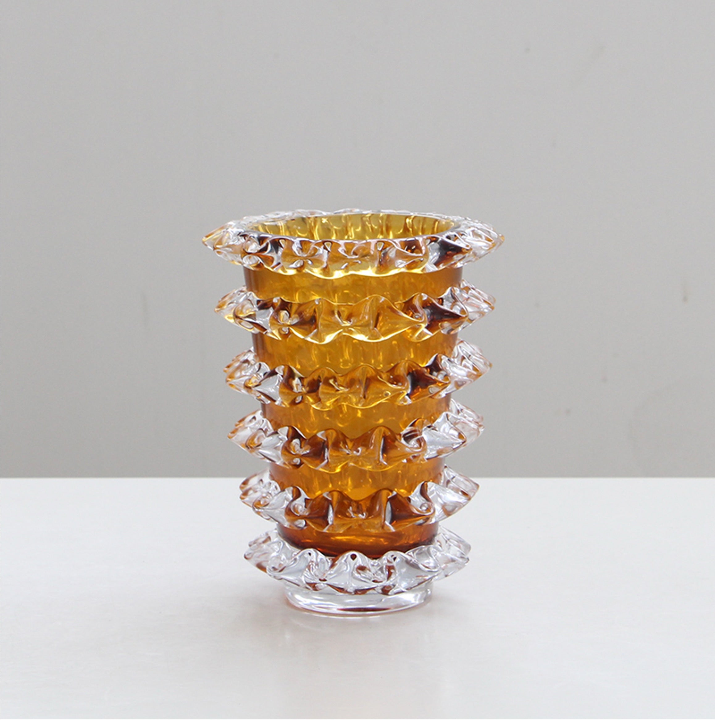 Amber Ripple Glass Vase – Sculptural Luxury Accent (17-17-23cm)