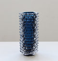 Midnight Blue Ripple Glass Vase – Luxury Sculptural Accent (16-16-37cm)