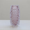 Blush Crystal Ripple Glass Vase – Modern Decorative Accent (18-18-35cm)