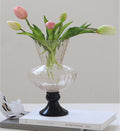 Classic Glass Vase with Black Base – Elegant Floral Display Piece 15-15-28cm)