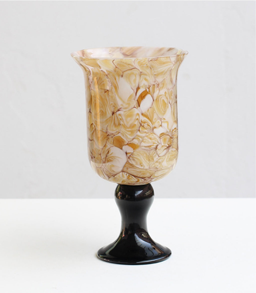 Marble Swirl Glass Vase with Black Base – Luxury Decorative Accent (18-33cm)
