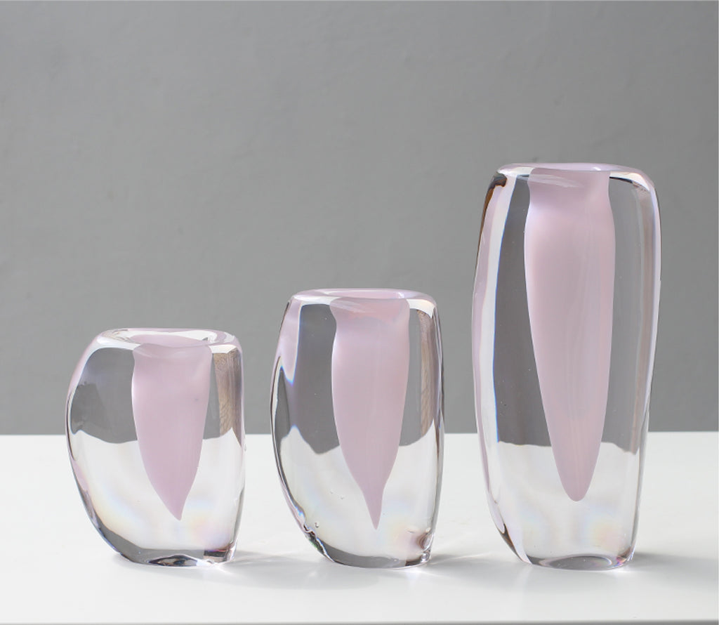 Blush Core Glass Vase Set – Modern Minimalist Collection (Set of 3) 8cm-13cm-18cm